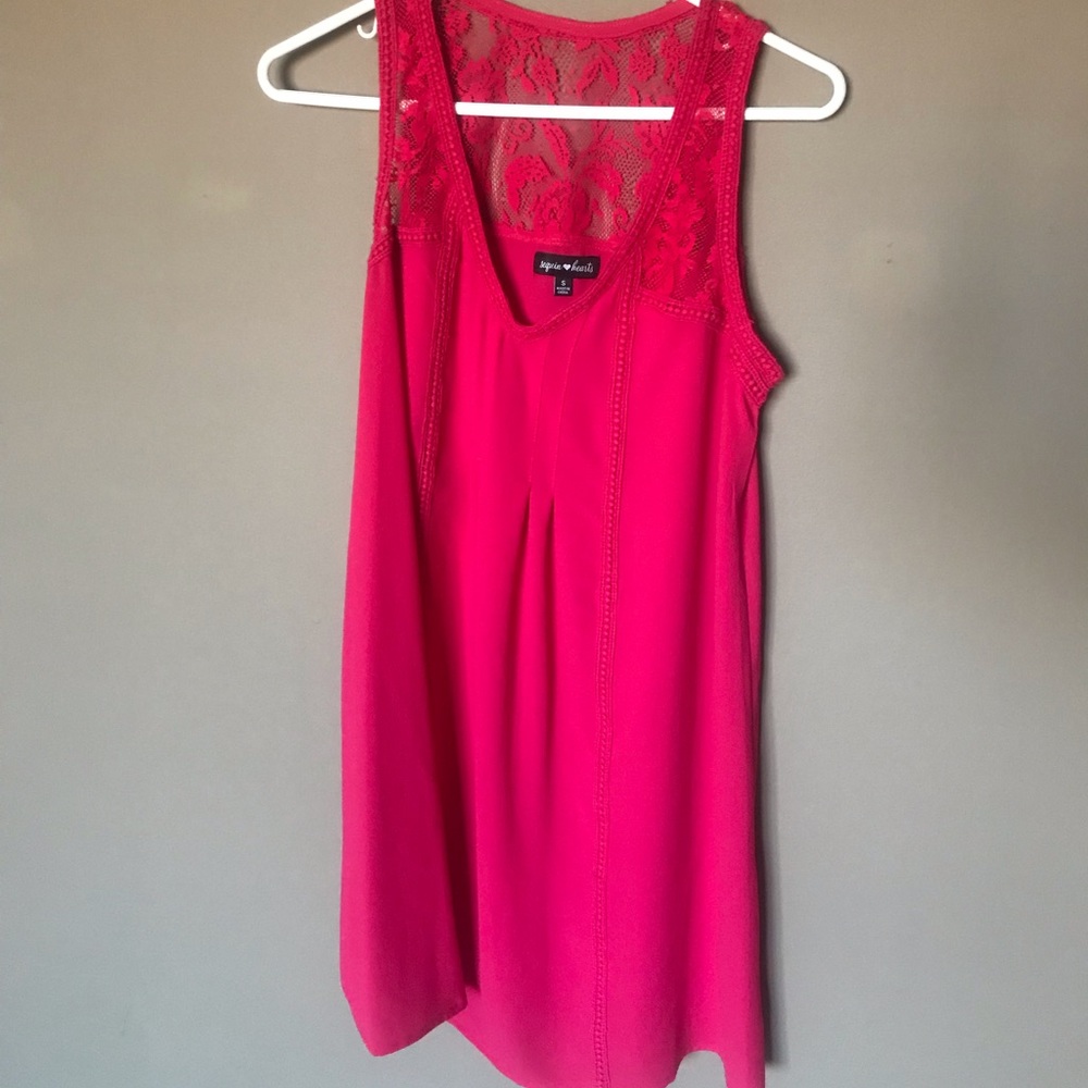 Pink Silk & Lace Sleeveless Dress